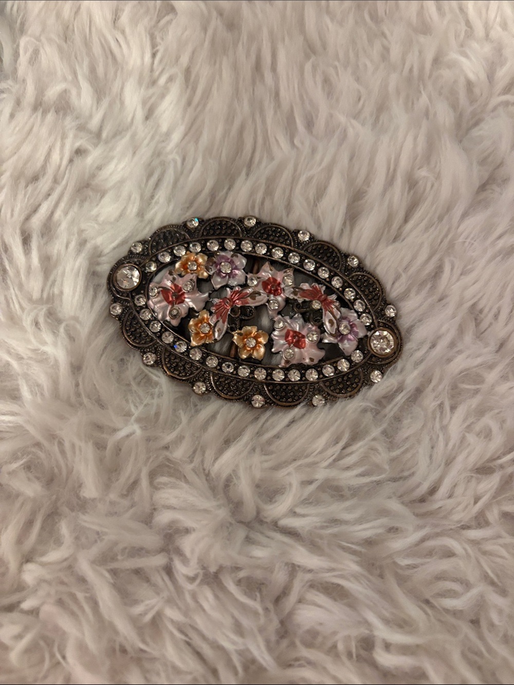 Vintage-Inspired Floral Crystal Belt-buckle Multicolor